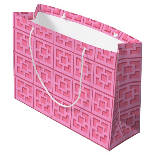 Retro Pink Trellis Gift Bag Groot Cadeauzakje (Achterkant Gekanteld)