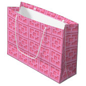 Retro Pink Trellis Gift Bag Groot Cadeauzakje (Voorkant Gekanteld)