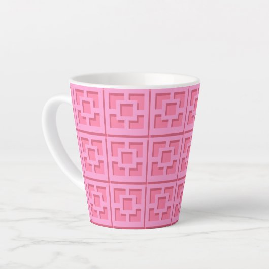 Retro Pink Trellis Latte Mok (Linkerhoek)