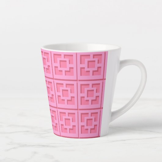 Retro Pink Trellis Latte Mok (Rechts)