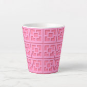 Retro Pink Trellis Latte Mok (Voorkant)