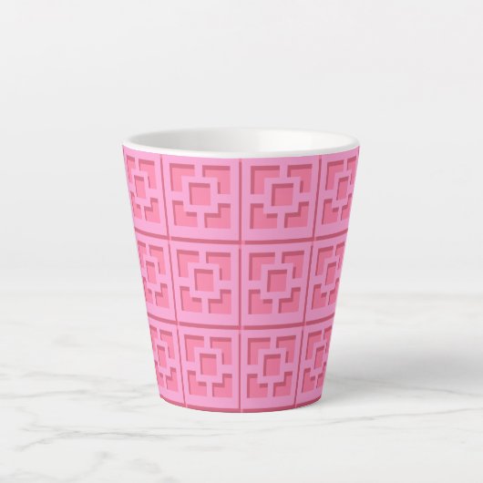 Retro Pink Trellis Latte Mok (Voorkant)