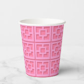 Retro Pink Trellis Paper cup Papieren Bekers (Achterkant)