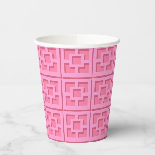 Retro Pink Trellis Paper cup Papieren Bekers (Links)