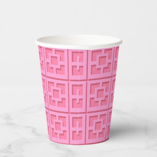 Retro Pink Trellis Paper cup Papieren Bekers (Rechts)
