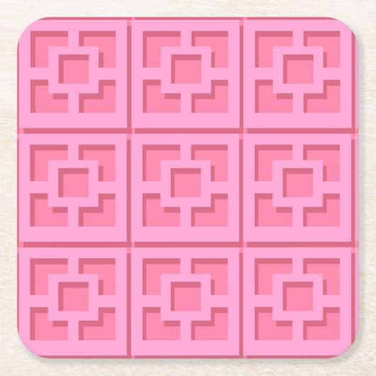 Retro Pink Trellis Paper Onderzetter (Voorkant)