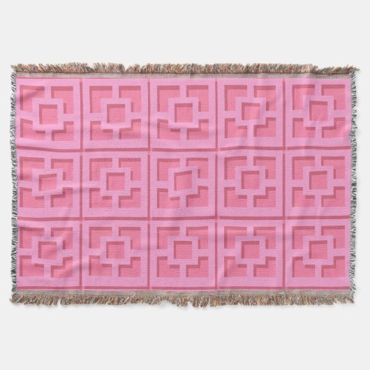 Retro Pink Trellis Throw Blanket Deken (Voorkant)