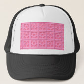 Retro Pink Trellis Trucker Hat Pet (Voorkant)