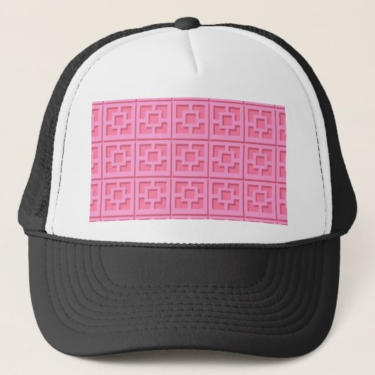 Retro Pink Trellis Trucker Hat Trucker Pet (Voorkant)