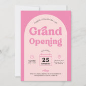 Retro Pink Trendy Arch Nieuwe Business Grand Openi Kaart (Voorkant)
