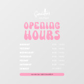 Retro Pink Trendy Beauty Salon Shop Openingstijden Raamsticker (Vel)