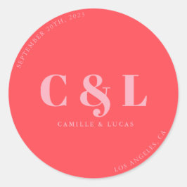 Retro Pink trendy bruiloft Ronde Sticker