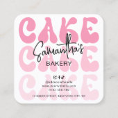 Retro Pink Trendy Girly Cake Care Instructies Vierkante Visitekaartje (Voorkant)