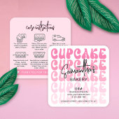 Retro Pink Trendy Girly Cupcakes Verzorgingsinstru Vierkante Visitekaartje