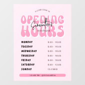 Retro Pink Trendy Spa Salon Shop Openingstijden Raamsticker (Vel)