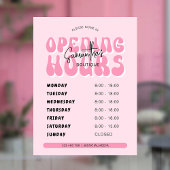 Retro Pink Trendy Spa Salon Shop Openingstijden Raamsticker