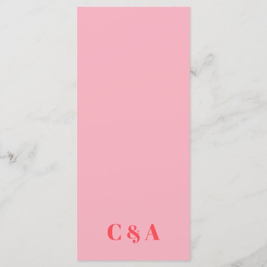 Retro Pink Trendy Wedding Menu (Achterkant)