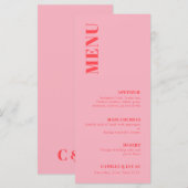 Retro Pink Trendy Wedding Menu (Voorkant / Achterkant)