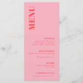 Retro Pink Trendy Wedding Menu (Voorkant)