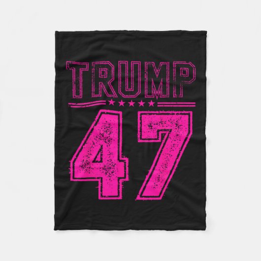 Retro Pink Trump 47 President Amerikaanse vlag voo Fleece Deken (Voorkant)