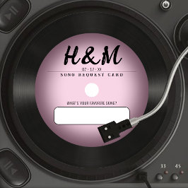 Retro Pink Vinyl Record Bruiloft Song Aanvraag Kaart