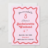 Retro Pink Wave Bachelorette Weekend Route Kaart (Voorkant)