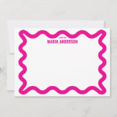 Retro Pink Wavy Border gepersonaliseerd Notitiekaartje (Voorkant)
