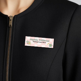 Retro Pink Wavy Checker Naamplaatje