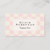 Retro Pink Wavy Checkered Girly Pastel QR Code Visitekaartje (Voorkant)