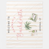 Retro Pink Wine Country Bachelorette Weekend Fleece Deken (Voorkant)