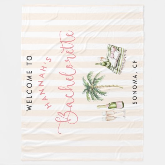 Retro Pink Wine Country Bachelorette Weekend Fleece Deken (Voorkant)