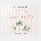 Retro Pink Wine Country Bachelorette Weekend Fleece Deken (Voorkant (Horizontaal))