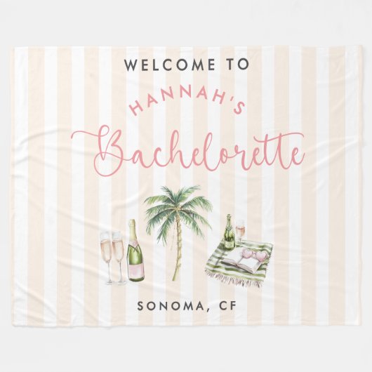 Retro Pink Wine Country Bachelorette Weekend Fleece Deken (Voorkant (Horizontaal))