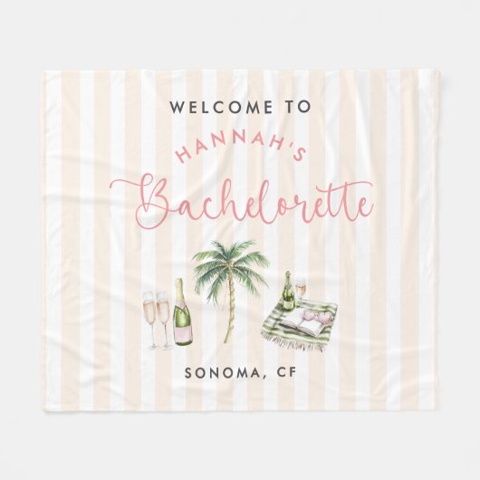 Retro Pink Wine Country Bachelorette Weekend Fleece Deken (Voorkant (Horizontaal))