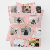 Retro Pink Woodland Scene Aangepaste foto's Kerstm Inpakpapier Vel (In situ)