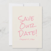 Retro Pink Yellow Colorful Pastel Funky Wedding Save The Date (Achterkant)