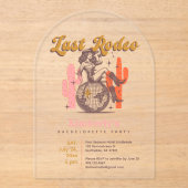 Retro Pink Yellow Cowgirl Last Disco Nash Bash Acryl Uitnodigingen (Voorkant)