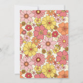 Retro Pink Yellow Floral Groovy Graduy Party Kaart (Achterkant)