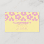 Retro Pink Yellow Groovy Floral Girly Unique 70s Visitekaartje (Achterkant)