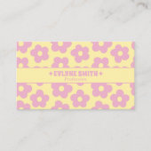 Retro Pink Yellow Groovy Floral Girly Unique 70s Visitekaartje (Voorkant)
