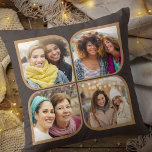Retro Pinrad 4 Foto Flower Petal Brown Kussen<br><div class="desc">Stijlvolle fotokussens in bruin en tan met een foto-collage van de retro-spelige stijl. Het fotomalplaatje is opstelling voor u om 4 van uw favoriete foto's toe te voegen, die automatisch in de bloembollen vormen worden getoond. Als u om het even welk probleem met de plaatsing van het afbeelding hebt, probeer...</div>
