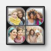 Retro Pinrad Flower Petal 4 Photo Collage Black Fotoplaat (Voorkant)