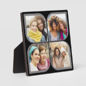 Retro Pinrad Flower Petal 4 Photo Collage Black Fotoplaat (Voorkant)