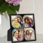 Retro Pinrad Flower Petal 4 Photo Collage Black Fotoplaat<br><div class="desc">Stijlvolle fotoweergave in zwart en grijs met foto-collage van de retro-pinwielstijl. Het fotomalplaatje is opstelling voor u om 4 van uw favoriete foto's toe te voegen, die automatisch in de bloembollen vormen worden getoond. Als u om het even welk probleem met de plaatsing van het afbeelding hebt, probeer bebouwend uw...</div>