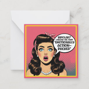 Retro Pinup_ Actie verpakt Notitiekaartje