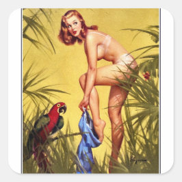  Retro Pinup Art Pin Up Girl Vierkante Sticker