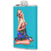 Retro Pinup Beach Girl Blauwgroen Heupfles (Links)