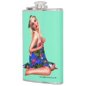 Retro Pinup Beach Girl Groen Heupfles (Links)