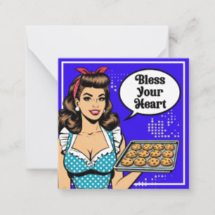 Retro Pinup_ Bless Your Heart Notitiekaartje