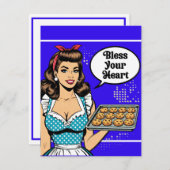 Retro Pinup_ Bless Your Heart RSVP Kaartje (Voorkant / Achterkant)